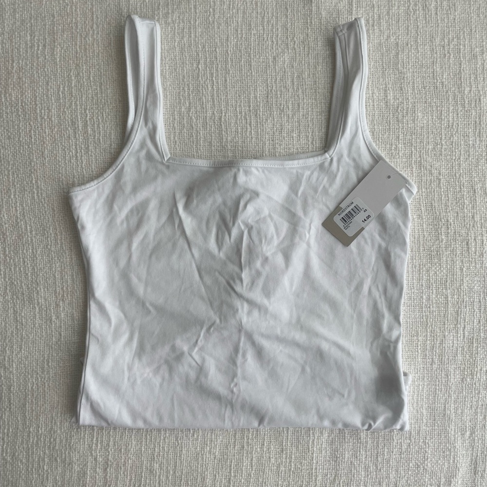 Nordstrom BP NWT White Square Neck Tank Bodysuit
